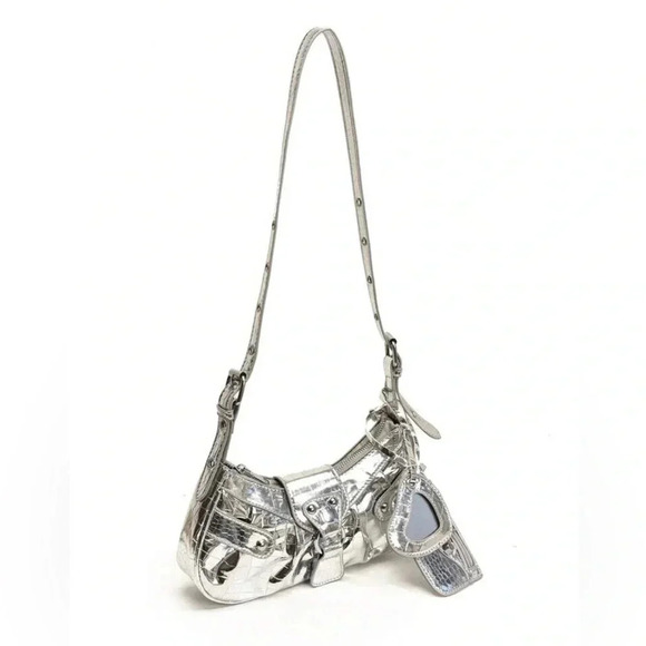 NWOT The New Drawstring Women's Fashion Bucket Bag Rivet 3-Piece Motorcycle Bag - Picture 5 of 10